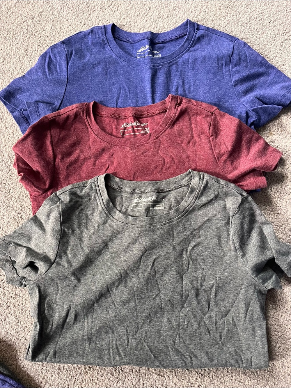 Eddie Bauer Kids Short-Sleeve Tees in Blue, Maroon, Gray - 3-Pack
